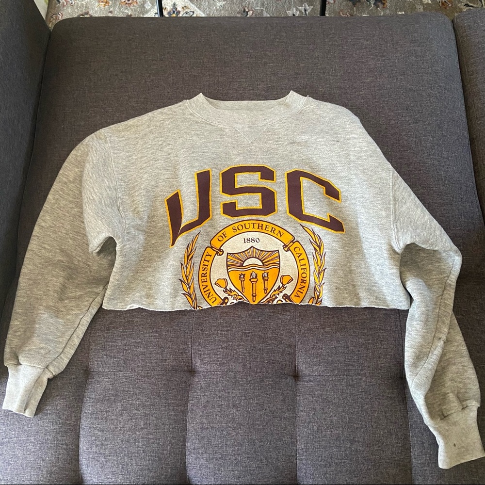 USC Champion Cropped Crewneck Sweater